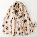 Scarf with dog illustrations on a white background