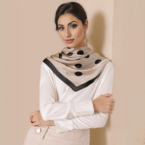 Polka Dot Satin Silk Scarf - Yacine & Me
