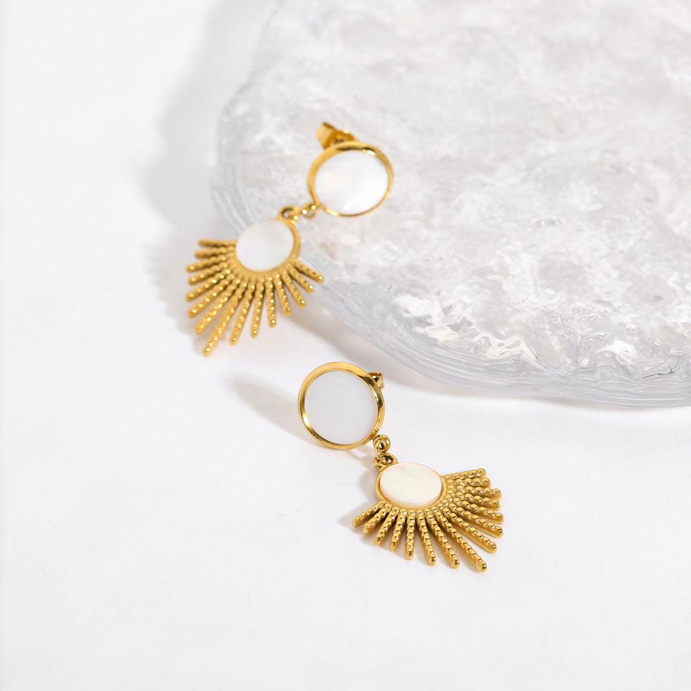 Natural Stone Drop Earrings - Gold Plated - Yacine & Me