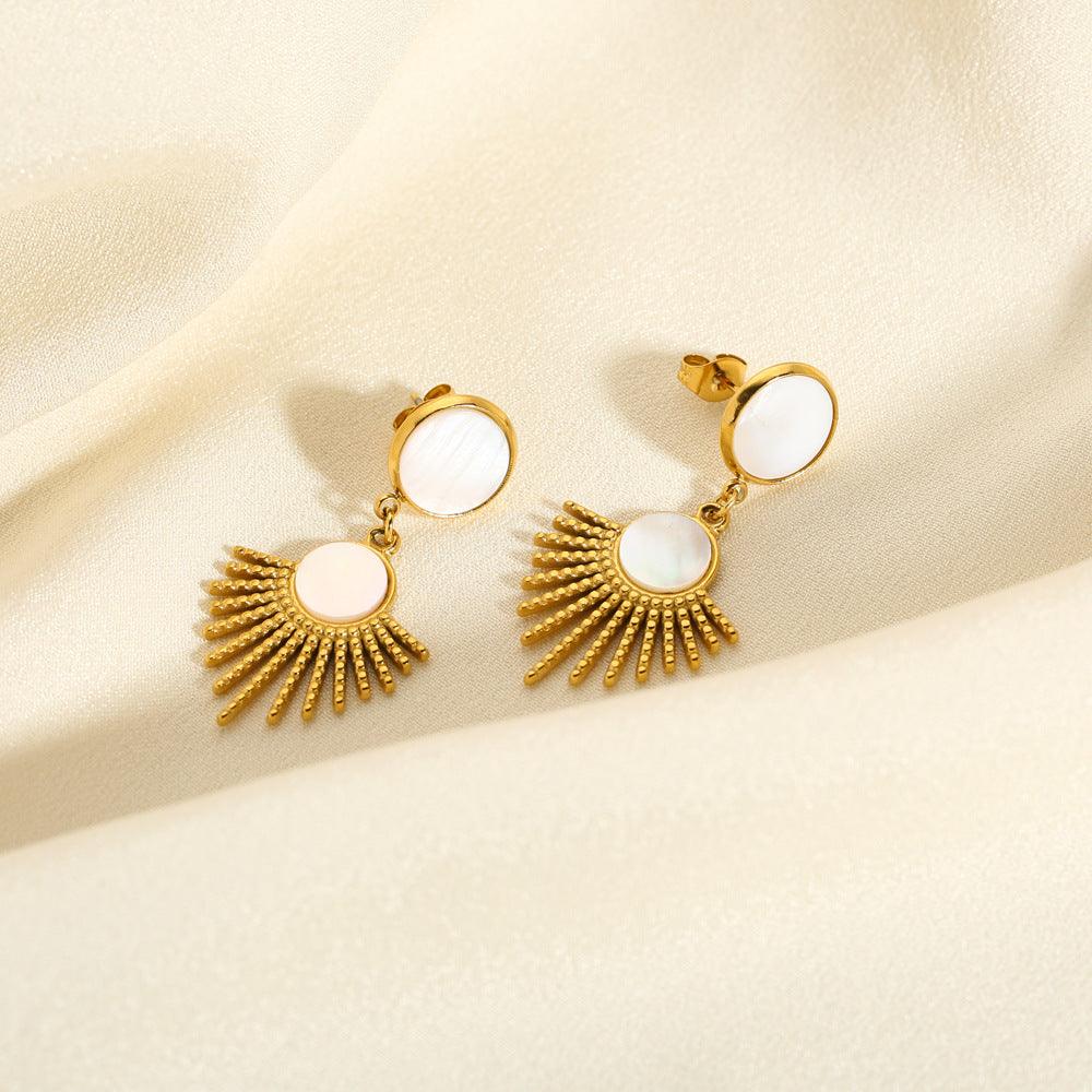 Natural Stone Drop Earrings - Gold Plated - Yacine & Me