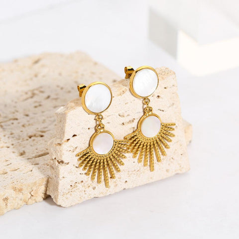 Natural Stone Drop Earrings - Gold Plated - Yacine & Me