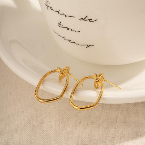 Round Hollow Drop Earrings - Gold Plated - Yacine & Me