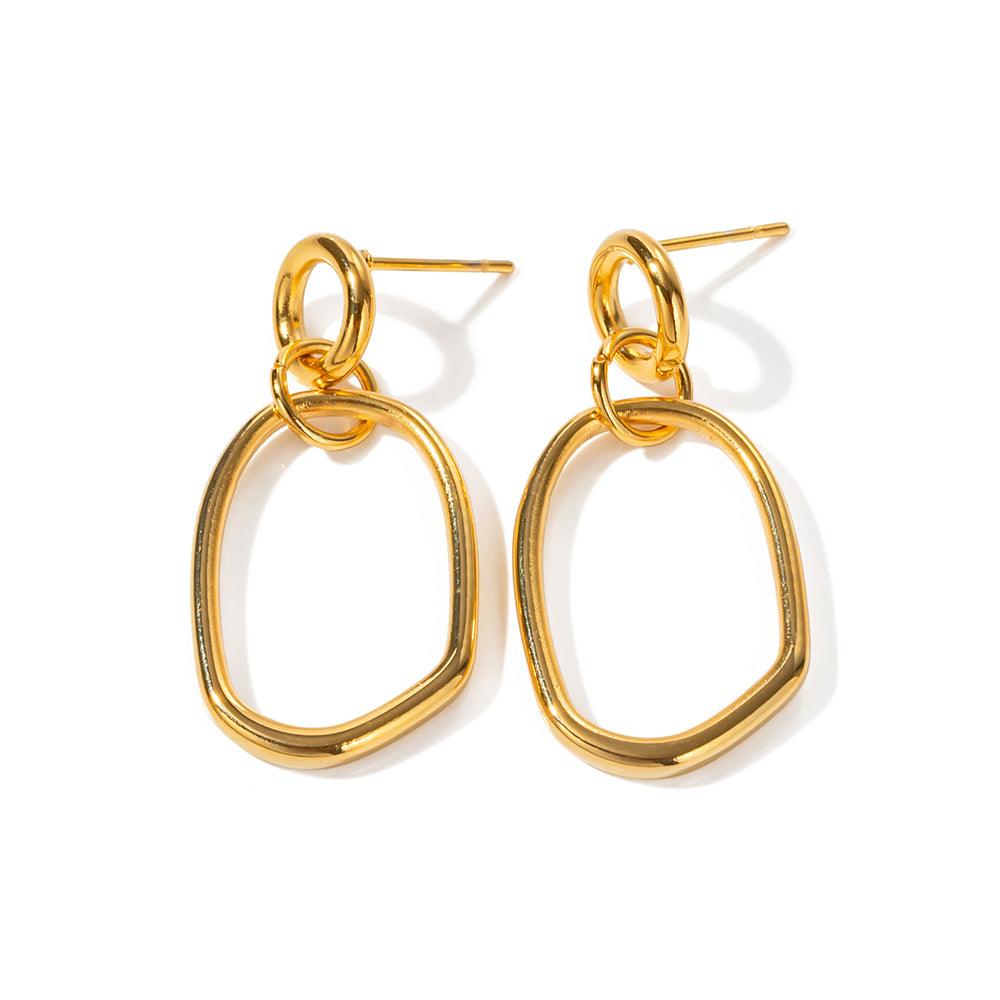 Round Hollow Drop Earrings - Gold Plated - Yacine & Me