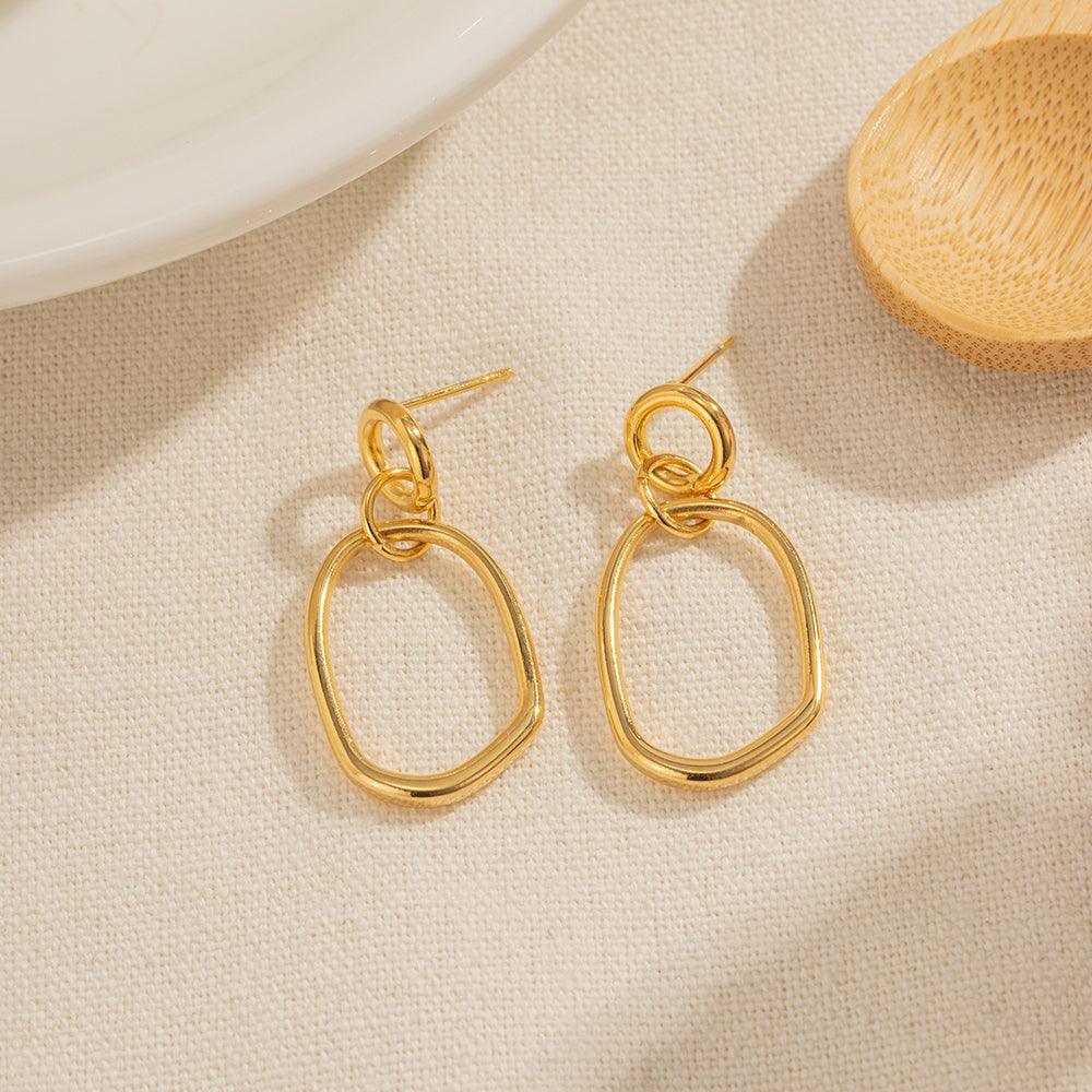 Round Hollow Drop Earrings - Gold Plated - Yacine & Me