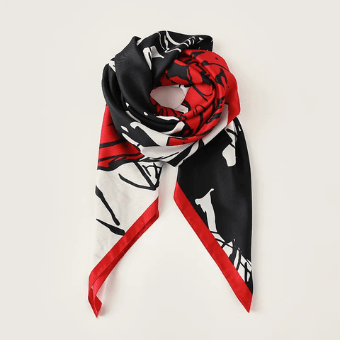Elegant Printed Satin Silk Scarf - Yacine & Me