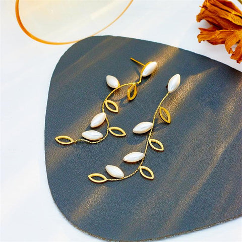 Leaf Drop Earrings - Gold Plated - Yacine & Me