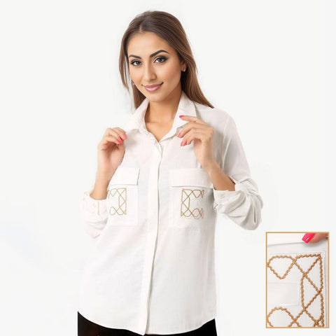 Silky Blouse With Embroidered Pocket - Yacine & Me