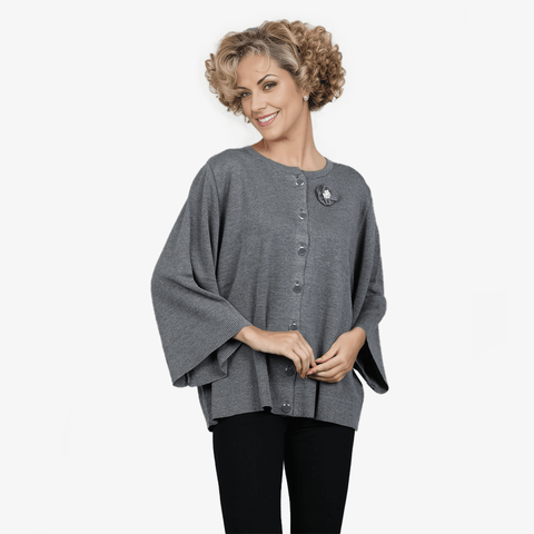 Oversize Cardigan With Flower Button - Yacine & Me