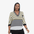 Plus Size - Sporty Stripe Top With Brooch - Yacine & Me