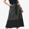 Faux Leather & Fabric Skirt With Belt - Yacine & Me