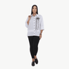 Plus Size - Shirt With Abstract Embroidery Pocket - Yacine & Me