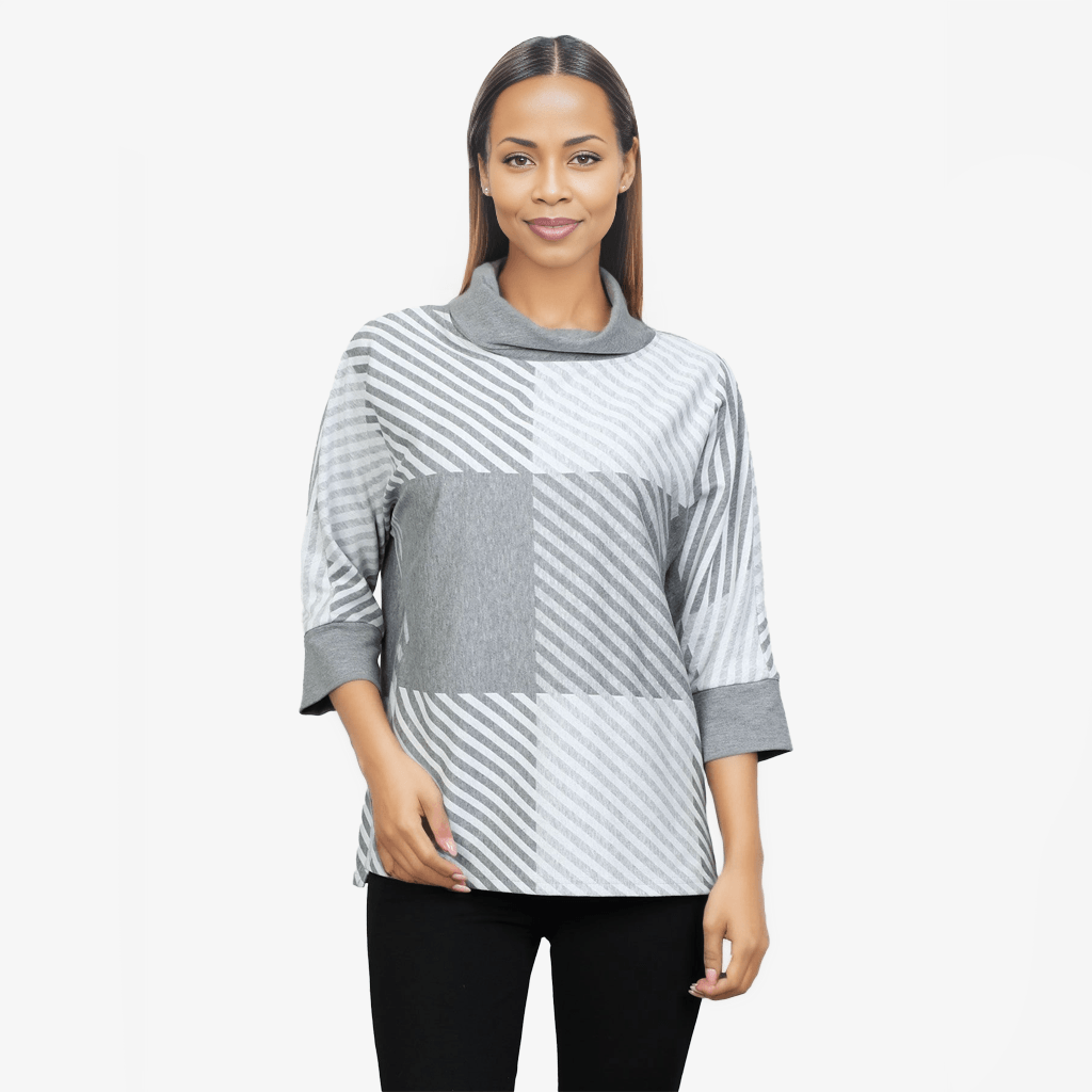 Quarter Sleeve Cowl Neck Top - Yacine & Me