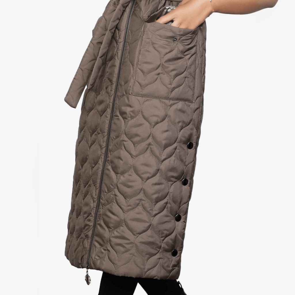 Quilted Long Vest With Side Buttons - Yacine & Me