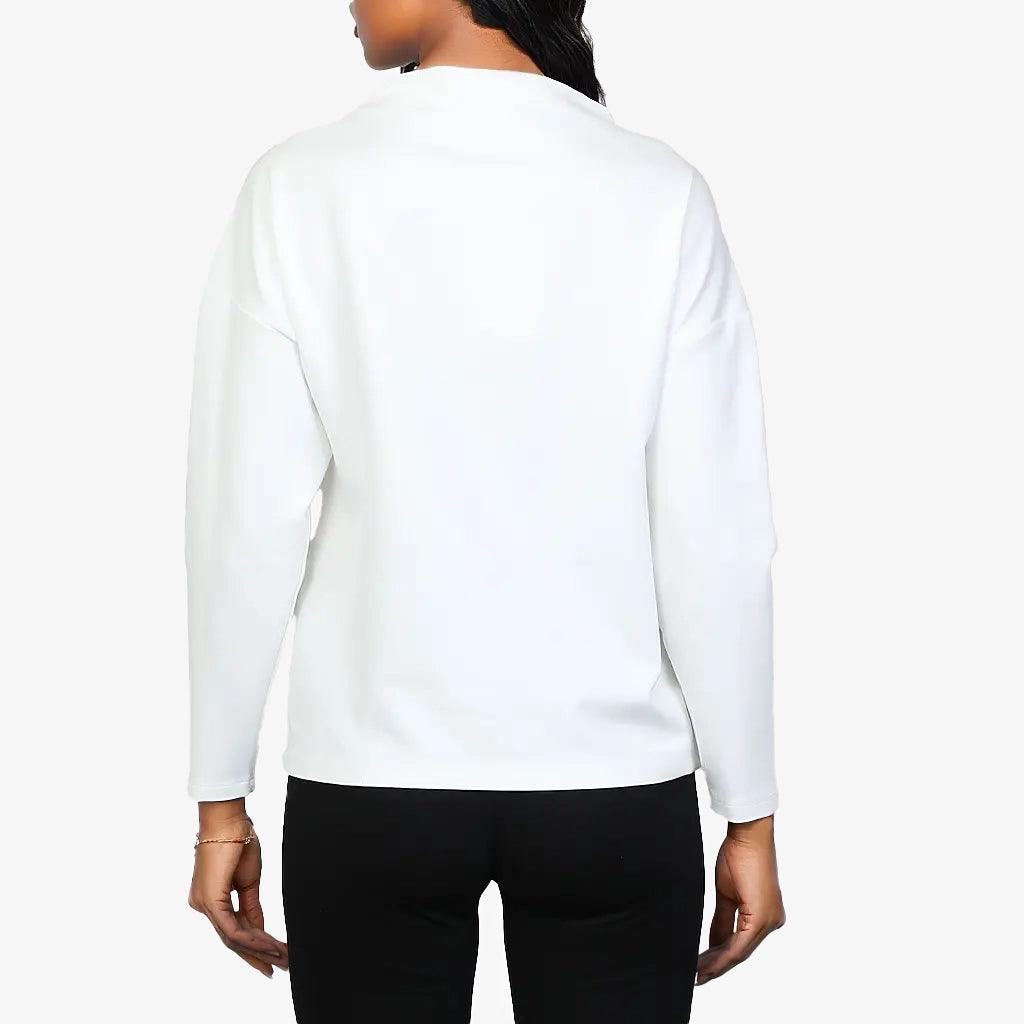 White Red Long Sleeve Cowl Neck Top - Yacine & Me