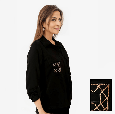 Silky Blouse With Embroidered Pocket - Yacine & Me